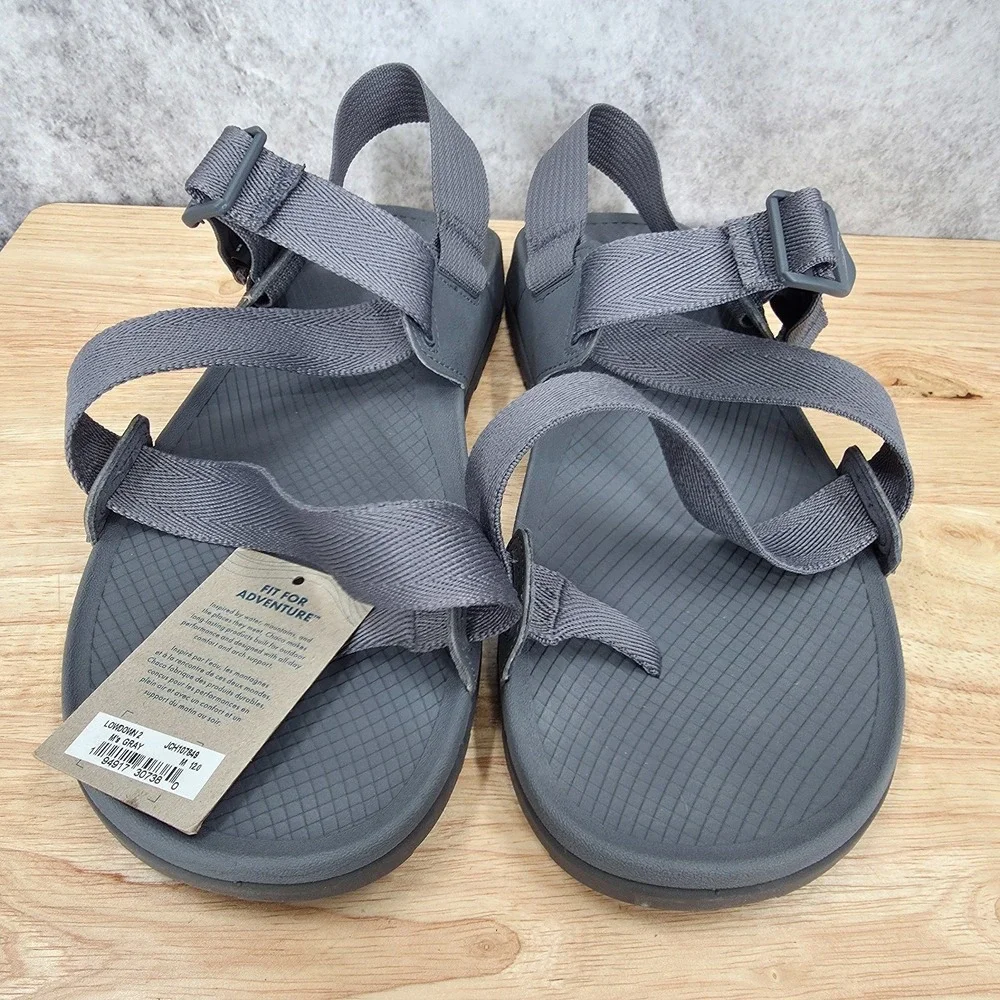 Chaco Lowdown 2 Sandals Mens 12 Gray Adjustable Strap Lightweight Hiking New